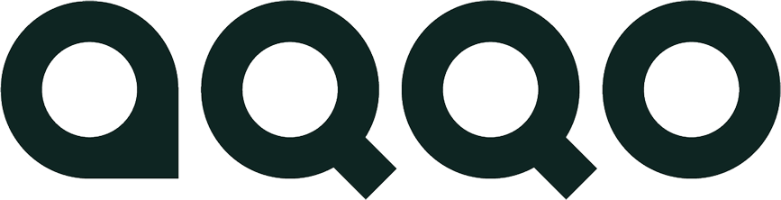 Logo van AQQO met vier zwarte letters in een minimalistische ronde stijl. Logo van AQQO met vier zwarte letters in een minimalistische ronde stijl.